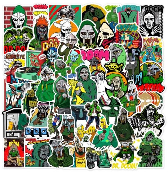 50 pièces Hip Hop rappeur Mf Doom autocollants chanteur Graffiti bricolage Skateboard téléphone bagages ordinateur portable guitare jouets décalcomanies pour Fan Kids3485444