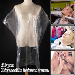 50 Uds. Capas de salón de peluquería impermeables desechables para el hogar, almohadillas de lavado, capa de champú, capa de peluquero, bata, delantal de tela para corte de pelo