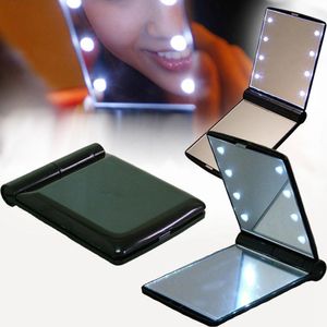 50pcs Vente Chaude 8 Lumière LED Miroir Maquillage Cosmétique LED-Miroir Pliant Portable Voyage Compact Miroirs De Poche Huit Lumières Lampes Avec DHL Livraison