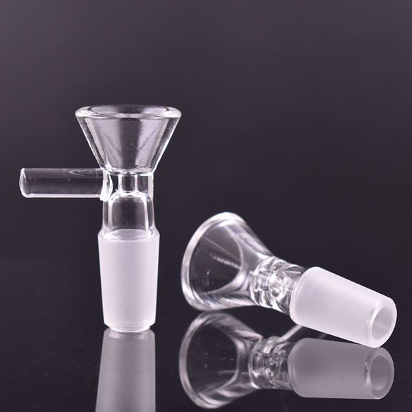 50pcs vente chaude bols à fumer en verre 10mm 14mm 18mm bol mâle bols en verre avec poignée bols à tabac pour tuyaux en verre bangs d'eau plates-formes