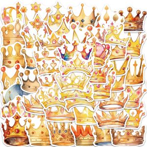 50 stks Imperial Crown Stickers Leuke cartoon Goud Rechts Graffiti -stickers voor DIY Bagage Laptop Skateboard Motorfietsfietsstickers