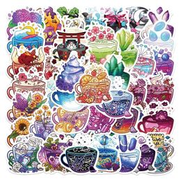 50 Pcs Ins Style Coloré Tasse En Verre Autocollants Magique Tasse Graffiti Autocollants pour DIY Bagages Ordinateur Portable Planche À Roulettes Moto Vélo Autocollants