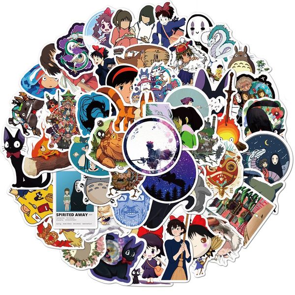 50pcs Anime japonais autocollants Hayao Miyazaki Totoro Autocollant princesse mononoke kiki autocollant