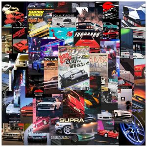 50pcs JDM Retrofit Racing Car Graffiti Autocollants pour ordinateur portable Skateboard Buggage Guitar Bike étanche étanche Autocollant