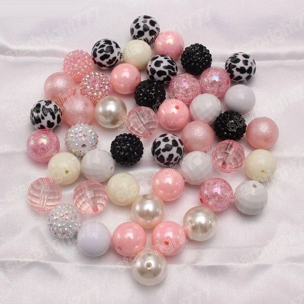 50 pièces de bijoux colorés grosses perles Bubblegum bricolage enfants bébé perles de strass acryliques en vrac pour filles collier/Bracelet