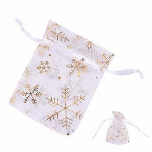 50pcs bijoux en tulle sac à cordon or orgue orgue de Noël farine de farine 7cm * 9cm sacs bonbons sachets de bijoux m28f #