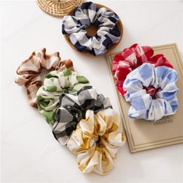 50 stks dame meisjes haar scrunchy ring elastische roostice haarbanden plaid grote darm sport dance scrunchie zachte haarband