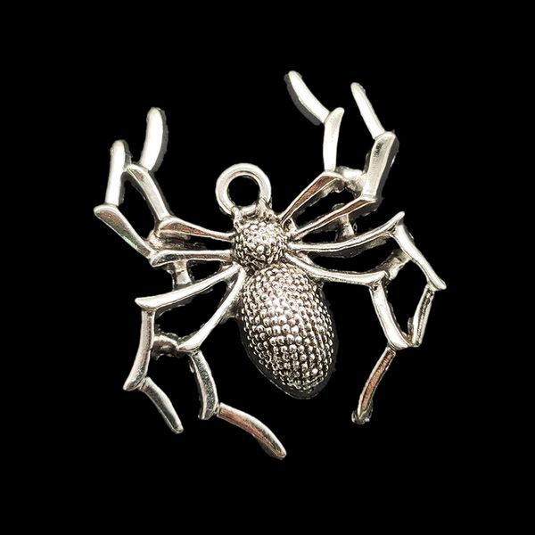 50pcs grands pendentifs araignée charmes pour la fabrication de bijoux tibétain couleur argent Antique bricolage artisanat fait à la main pour Bracelet collier 35x32mm DH0606