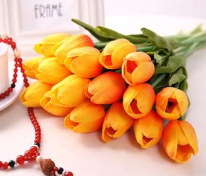 50pcs Latex Tulips artificiels PU Flower Bouquet Real Touch Flowers for Home Decoration Fleurs décoratives de mariage 11 Couleurs Option