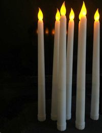 50 stuks led batterij-aangedreven flikkerende vlamloze ivoor taper kaars lamp kandelaar kerst bruiloft tafel huis kerk decor 28cmH H3176730