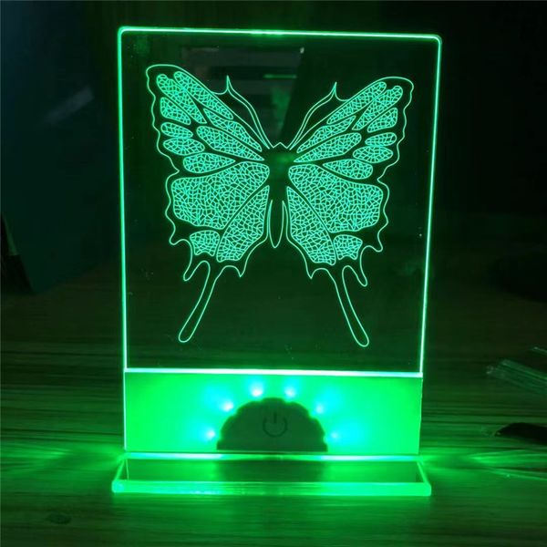 50 pçs led em branco 3d acrílico rgb mesa de luz noturna outdoor exibição de mensagem pedido lâmpada com suporte de suporte decorar iluminação