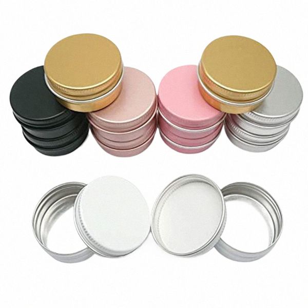 50pcs Baume à lèvres en aluminium Ctainers vides pots de stockage d'étain noir échantillon emballage crème boîte maquillage pot vis rose or 15 ml 0,5 oz n76p #