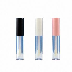 50 unids Tubo de brillo de labios 6 ml Tubo vacío Cosmético Ctainer Botella de forma redonda Negro Blanco Tapa rosa con tapón Botellas de embalaje c8fn #