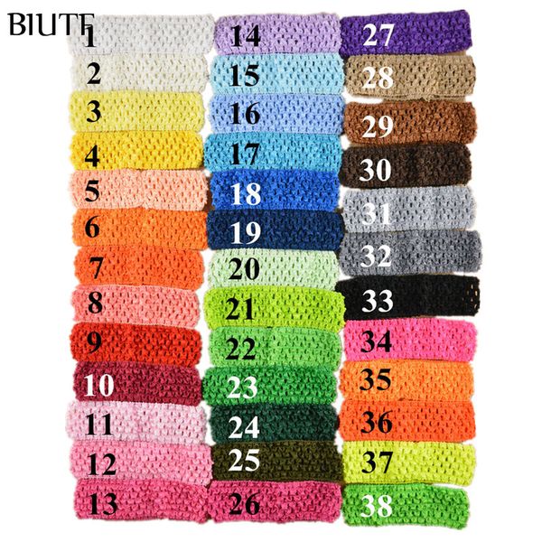 50 pcs/lot 1.5 pouces élastique Crochet haut pour fille Tutu bandeau tricoté jupon bandeau 38 couleur en Stock FD099