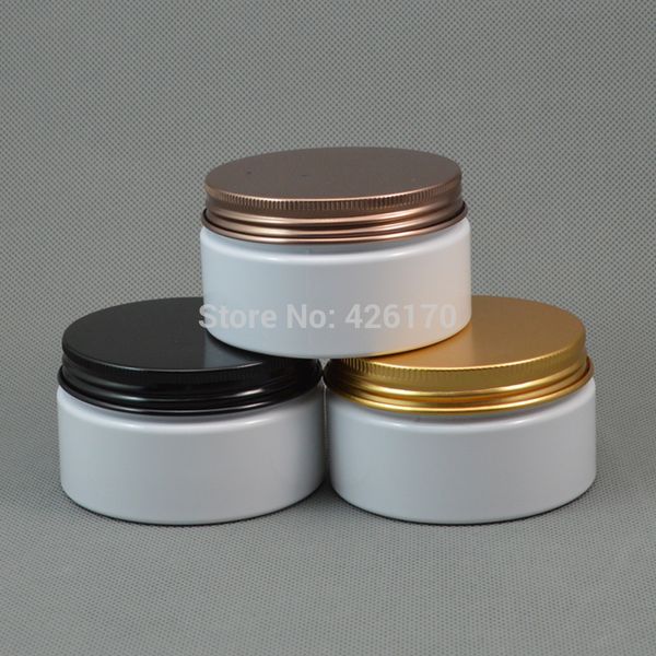 Pot cosmétique en plastique de 100g, récipient vide, couvercle à vis en aluminium, récipient de maquillage de 100ml, vente en gros d'usine, livraison gratuite, 50 pièces/lot