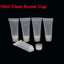 50 stks / partij 10G Clear Plastic Cream TandPasta Tubes Lege Cosmetische Sample Mini Kleine Verpakking Containers Flessen ST04