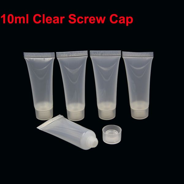 50 unids/lote 10g tubos de pasta de dientes de plástico transparente muestra cosmética vacía Mini envases pequeños botellas ST04