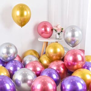 12 inch metalen ballon bruiloft decor partij ballonnen gelukkige verjaardag latex metalen chroom ballon 50pcs / lot