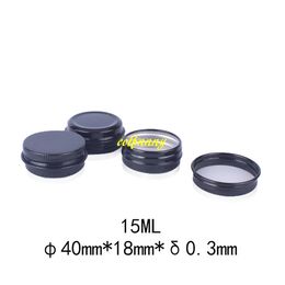 50 stks / partij Gratis Verzending 15G Lege Black Aluminium Jar 15 ml Crème Pot Nail Art Make Lip Gloss Cosmetische Metal Tin Containers