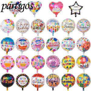 50 stks veel 18 inch Gelukkige Verjaardag Ballon Aluminiumfolie Ballonnen Helium Ballon Mylar Ballen Voor Kid Party Decoratie speelgoed Globos Q1275N