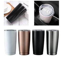 50pcs / lot 20oz Tumbler de vin avec couvercle coulissant Bouteille d'eau en acier inoxydable Tasse à café isolée sous vide Cadeau de voyage Tumbler de voiture 201109