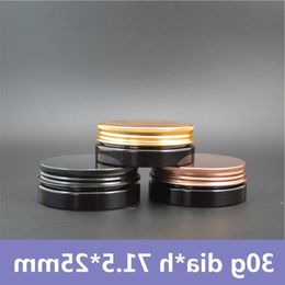 50 pièces/lot 30g tout noir résistant à la lumière foncé brillant profil bas paroi épaisse pots de cire pour animaux de compagnie large bouche couvercles de pot de conserve Akdis