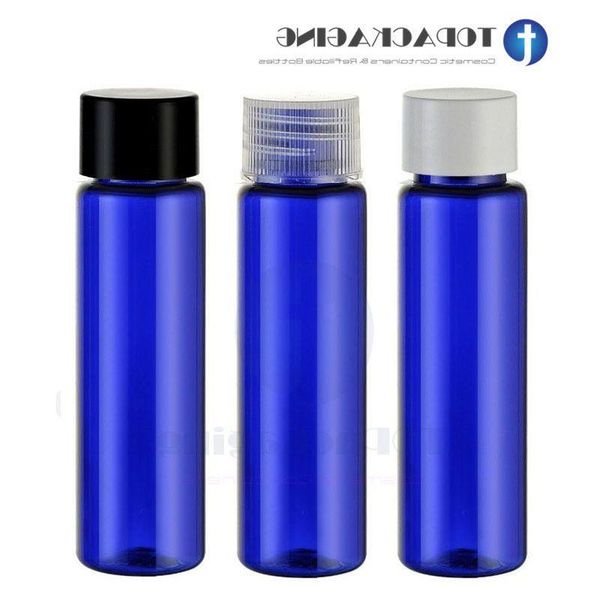50PCS / LOT-30ML Bouteille à bouchon à vis, récipient cosmétique en plastique bleu, sous-embouteillage d'huile essentielle, bouteille de shampoing vide, épaule plate Gfiwi
