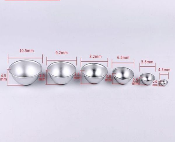 50 pcs/lot 4.5 cm 5.5 cm 6.5 cm 8 cm 9 cm 10 cm 3D Aluminium Sphère Bombe De Bain Moule À Gâteau Étain Cuisson Pâtisserie Boule Moule