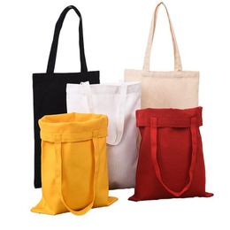 50 -stcs/lot 4 kleur blanco canvas boodschappentassen eco herbruikbare opvouwbare schoudertas handtas tote katoentas tas groothandel op maat