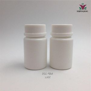 Conteneur de médicaments HDPE 50cc, 50 pièces/lot, bouteille blanche en plastique avec bouchons inviolables, Tfumt, livraison gratuite