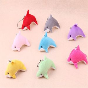 50 stks / partij 5 cm Mini Super Kawaii Little Dolphin Shark Whale Pluche Sleutelhanger Sleutelhanger Soft Doll Toy