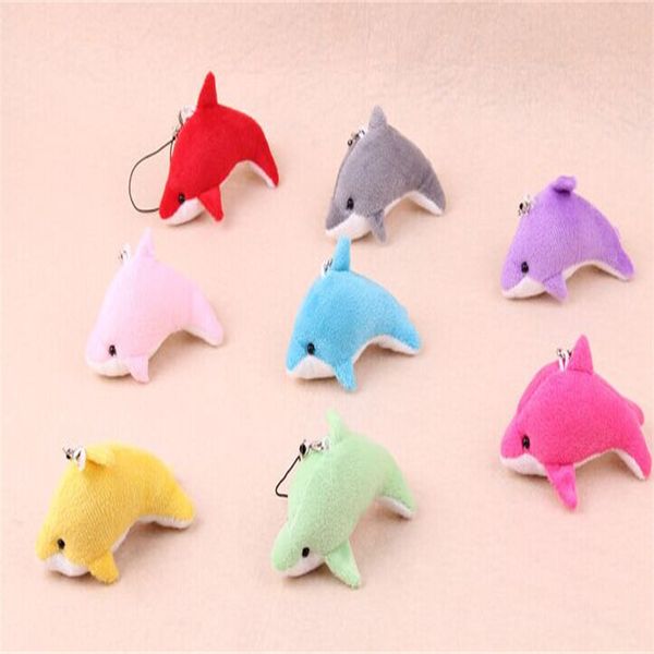 50 unids/lote 5CM Mini Super Kawaii pequeño delfín tiburón ballena llavero de peluche llavero muñeco de juguete suave