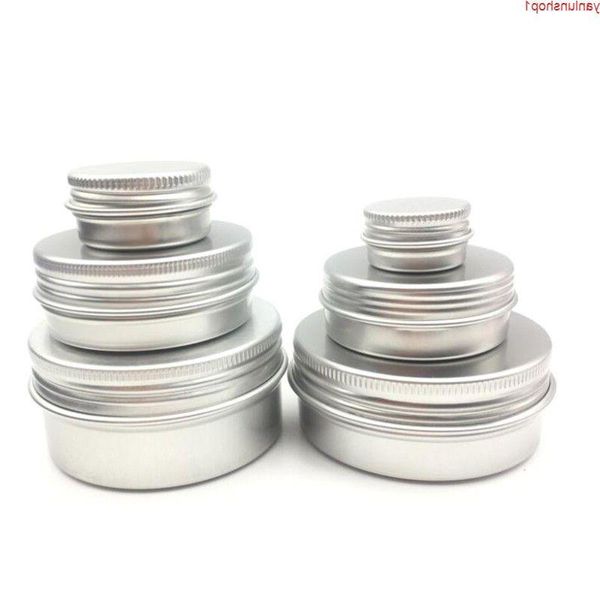 50pcs / lot 5g 10g 15g 20g 30g 40g 50g 60g Pot de crème en aluminium Pot Nail Art Maquillage Lip Gloss Vide Cosmétique Metal Tin Containershigh quant Wncl
