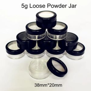 50 pcs/lot 5g 5 ml noir vide en plastique crème pot bricolage cosmétique poudre libre conteneur avec tamis bouffée paquet cas bouteille 240229