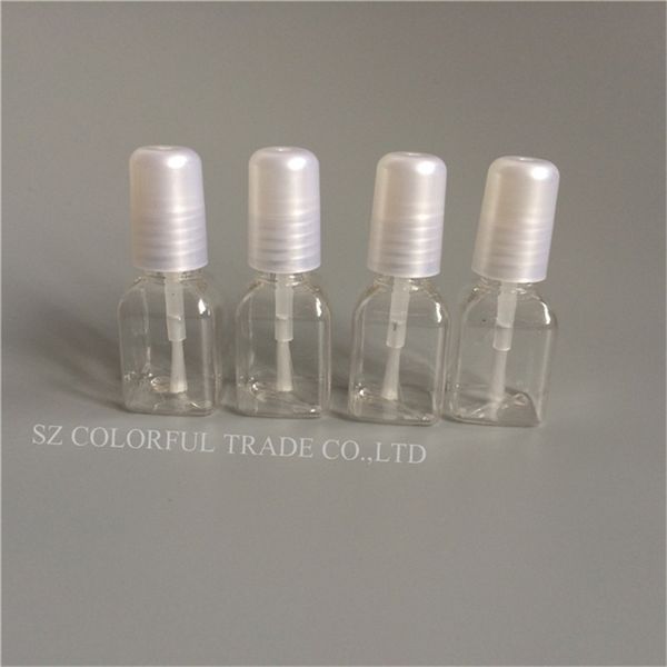 50pcs / lot 5g en plastique transparent vide carré ongles poli bouteille avec capuchon blanc brosse en plastique ongles bouteille pour enfants T200819