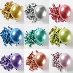50 stks/partij 5inch Chroom Metallic Latex Ballonnen Goud Zilver Ronde Metalen Ballonnen Verjaardagsfeestje Opblazen Globos Bruiloft Decor levert