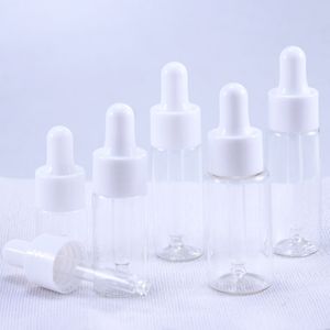 50pcs/lot 5ml 10ml 15ml 20ml clear Glass Dropper Bottle Jars Vials With Pipette For Cosmetic Perfume Essential Oil Bottles