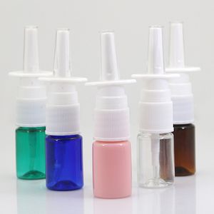 50 stks / partij 5ml lege plastic nasale spuitflessen pomp spuitmist neuspray hervulbare flessenbuis