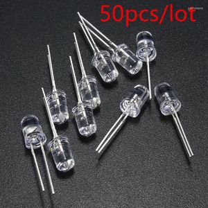 50 stks/perceel 5 mm 2pins platte bovenkant wit rood geel blauw groene hoek licht emitting led diode lamp