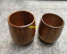 50 stks / partij 6.8 * 8 cm Houten beker Houten beker handgemaakte natuurlijke theekop ontbijt bier melk drinkware