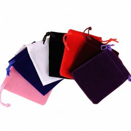 50pcs / lot 8x10cm cordon coloré Veet sacs bijoux pochettes de mariage fête de Noël faveur sacs cadeaux sac de rangement Ctainer B1mj #