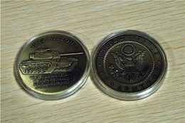 Gratis verzending 50 stks / partij, leger M-60 Patton Tank Brons Made in USA 1.75 "Challenge Coin