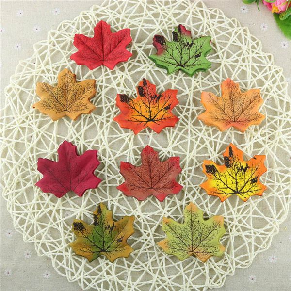 50 pièces/lot feuilles artificielles fleurs d'érable en soie fausse feuille d'automne pour Art Scrapbooking décoration de fête de mariage artisanat Flores 4057