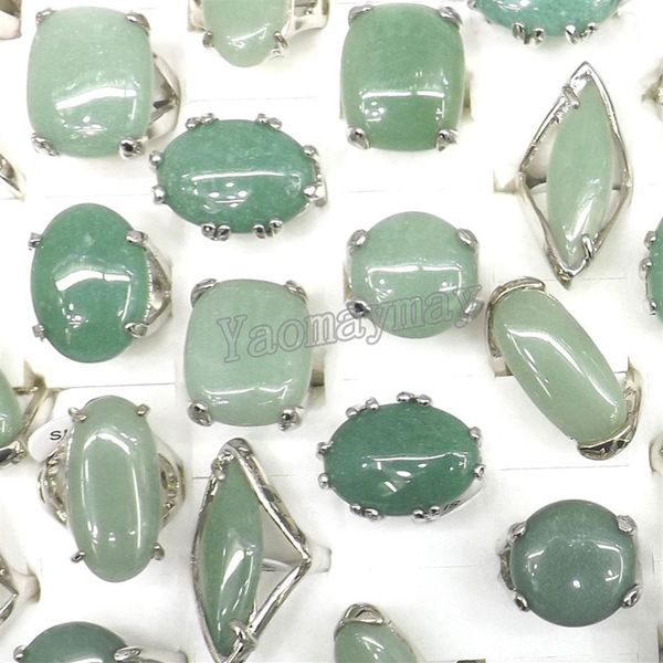 50pcs Lot de gros anneaux d'aventurine de Jade vert clair naturel anneaux en pierre semi-précieuse usine 345f