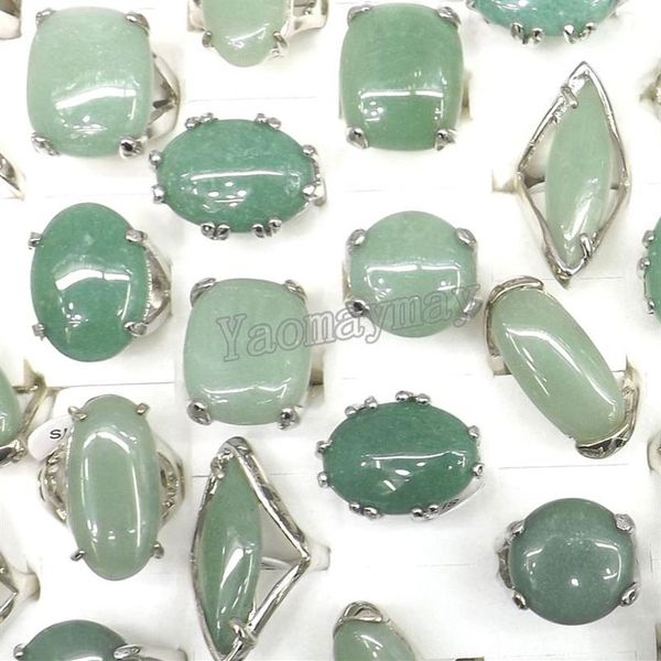 50pcs Lot Big Big Natural Light Green Jade Jade Aventurine Anneaux Semi-précieux Anneaux de pierre Factory 2292