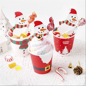 50pcs / lot dessins animés père noël papier sucette cartes bricolage sucette paquet cadeau décor décoration de noël 2022/2023 Navidad nouvel an FY3992 T1110