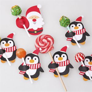 50pcs / lot dessins animés père noël papier sucette cartes bricolage sucette paquet cadeau décor décoration de noël 2022/2023 Navidad nouvel an FY3992 B1027