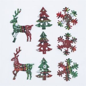 50 Unidslot Tela de Navidad Tela Ciervo Árbol Copo de Nieve Apliques para Adorno de Fiesta Artesanía DIY Ropa Sombrero Guantes Decoración Parches C21 Y201020