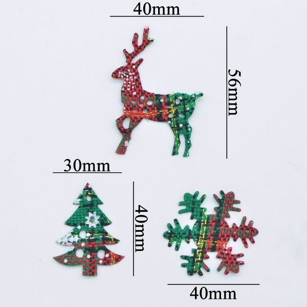 50pcs / lot Tissu de Noël Tissu de tissu de cerf arbre Snowflake Applique pour la fête Ornement Crafts DIY Clothes Gants de décor Patches de décoration