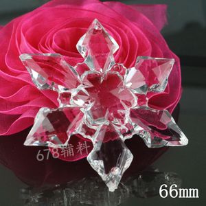 50 pcs/lot accessoires de décoration de noël 6 pétales acrylique clair flocon de neige bricolage cadeau cristal clair deux trous